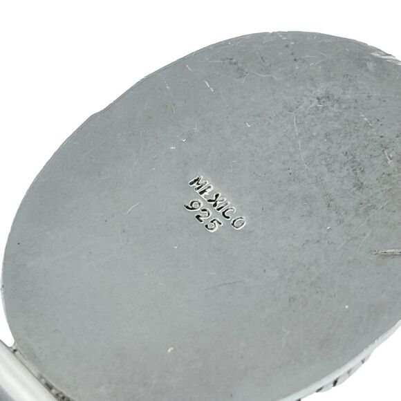 Vintage Mexico Sterling Silver 925 Rope Frame Blue Magnesite Pendant - Picture 3 of 6